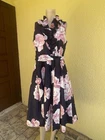 Jessica Howard Fit And Flair Navy And Pink Giant Floral Sleeveless Dress Sz 10