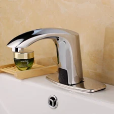 Bathroom Electronic Automatic Sensor Touchless Faucet Lavatory Sink Tap Chrome