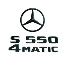 Gloss Black S550 4MATIC Rear Star Emblem Letter Set for Mercedes W221 SEDAN