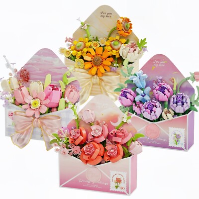 Flower Bouquet Building Sets Creative Build Set and Display Set Gift for Adults