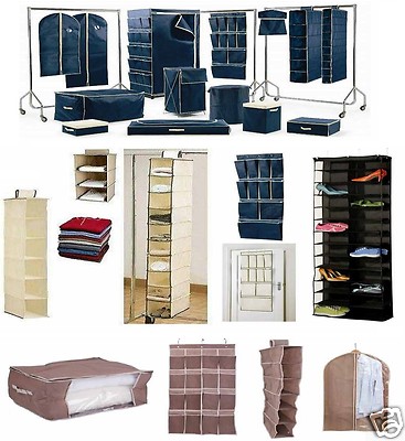HÄNGESCHRANK SCHUH KLEIDUNG ORGANIZER AUFBEWAHRUNG KLEIDUNG ORDENTLICH CREME BLAU NEU