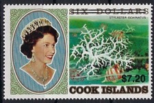 Cook Islands 1986 - Queen Elizabeth II $7.20 Coral overprinted on $6.00 - MNH