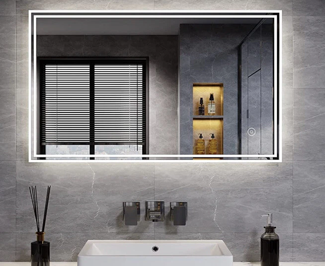 Battery operated outlet backlit mirror