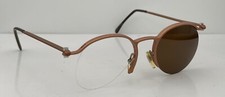 Vintage Status 112 Brown Round Half-Rim Metal Sunglasses Italy FRAMES ONLY