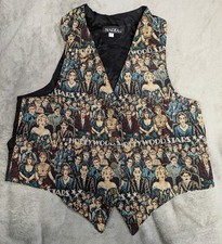 Vintage Nadia Embroidered HOLLYWOOD Tapestry Women's SM Grandmacore Vest NEW