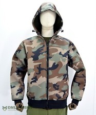 Camo Fleece Lined Hooded Jacket Full Zip Hoodie Thick Warm Woodland Camouflage