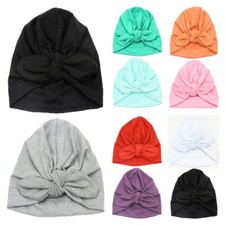 2 PCS Baby Toddler Girl Indian Style Solid Turban Hat Hair Head Wrap Cap YS048