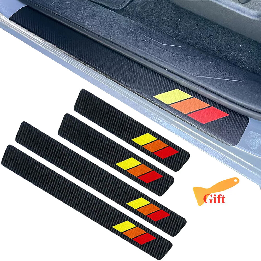 For Toyota Tacoma 4X Carbon Fiber Car Door Plate Sill Cover Anti Scratch Sticker