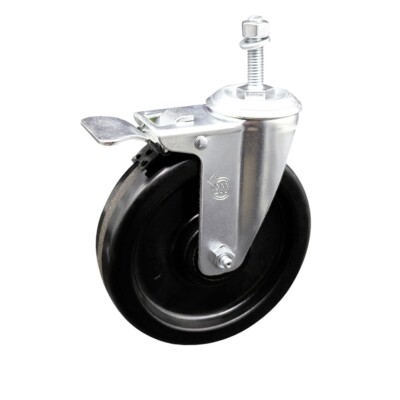 6 Inch Phenolic Swivel 10mm Threaded Stem Caster with Total Lock Brake SCC