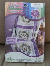 Janlynn Stamped Cross Stitch Quilt Blocks 18"X18" 6/Pkg-Pansy Butterfly 998-4011