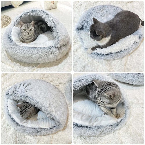 DECASSA Pet Bed Plush Nest Semi-Closed Mattress For Cats Small Dogs - Picture 4 of 28
