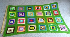Handmade Granny Square Afghan Flower Garden Pattern Cottage Core