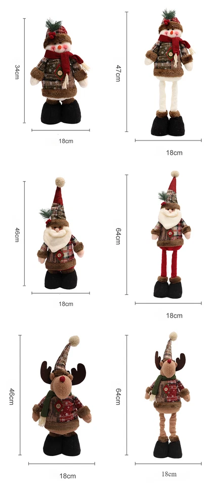 Christmas Snowman Elk Doll Decorative Supplies Retractable Legs Doll Ornament - Image 4 of 4