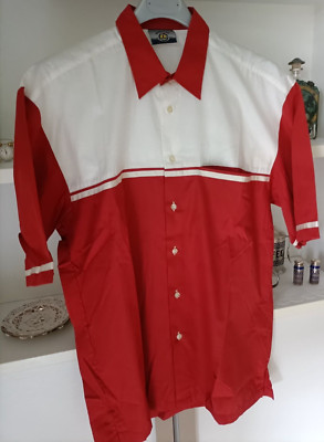 Navigare Herren Sommer Hemd Gr. L Baumwolle Kurzarm Weiß Rot
