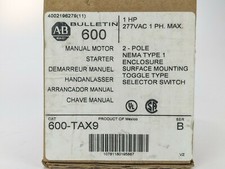 Allen Bradley 600-TAX9 Manual Motor Starter Series B, 2 Pole, 1 HP, 277VAC