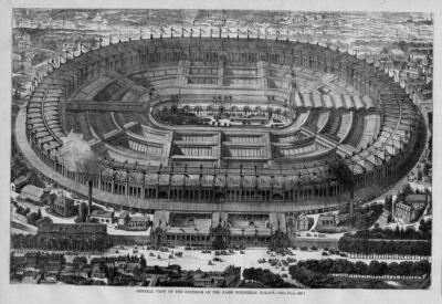 ARCHITECTURE, GENERAL VIEW OF EXTERIOR OF THE PARIS INDUSTRIAL PALACE, HISTORY