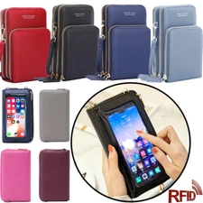 Touch Screen Phone Purse RFID Blocking Wallet Crossbody Bag Large Capacity Women