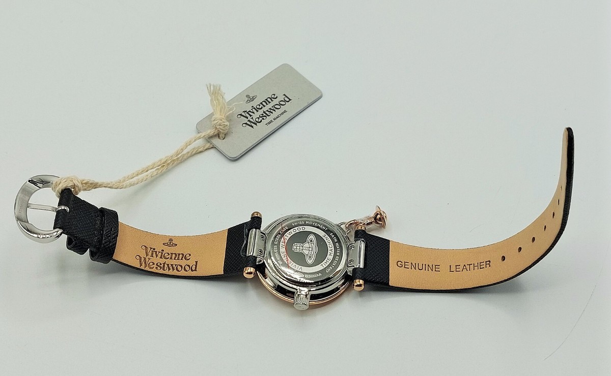 Vivienne Westwood Time Machine Rose Gold Black Leather Strap Vivienne Westwood Time Machine Rose Gold Black Leather Strap