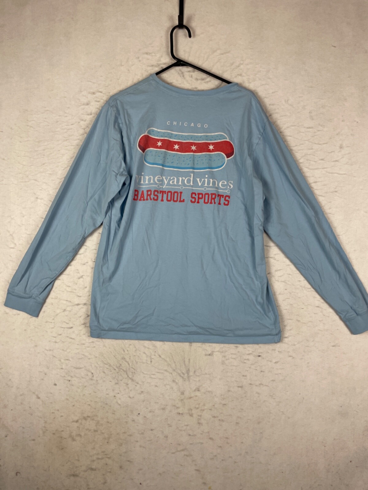 Vineyard Vines Barstool Sports T Shirt Chicago Hot Dog Flag Long Sleeve