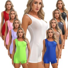 Freebily Women's Glossy Jumpsuits Stretchy Bodysuit Yoga Dance Swim Leotard