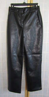 NWT Babaton New Command Black Polyurethane Vegan Leather Lined Pants Women's 2