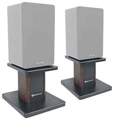 2) 8” Dark Wood Bookshelf Speaker Stands For KEF R300 Bookshelf
