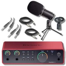 Focusrite Scarlett 2i2 4G with Zoom ZDM-1, and accessories