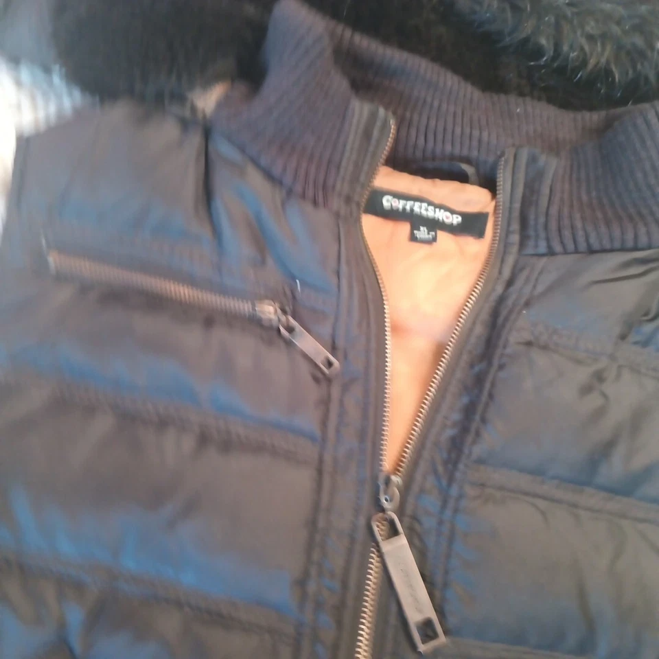 CHALECO PLUMAS ABAJO CAFETERÍA Piel sintética Cremallera Capucha Cremallera Bolsillos Otoño Invierno Y2K Foto 4 de 4