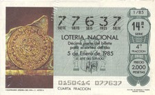 KOMPLETTES JAHR 1985 50 ZEHNTEL DER NATIONALEN LOTTERIE PR&Auml;KOLUMBIANISCHE KUL...