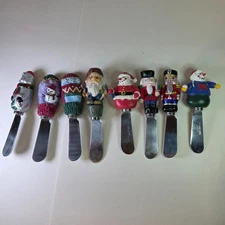 Boston Warehouse Christmas Spreader Knives Set of 8 Santa Snowman Nutcracker