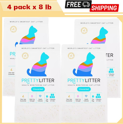 Pretty Litter Health Monitoring Crystal Cat Litter Unscented 4-Pack 32 lb