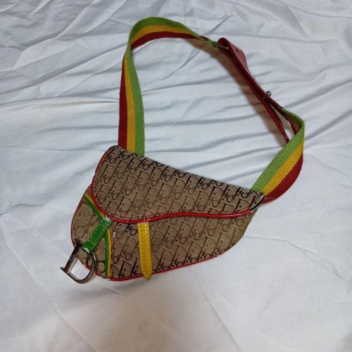 Christian Dior Rasta Trotter Saddle Bag Waist Belt Bag Canvas Leather Used Japan