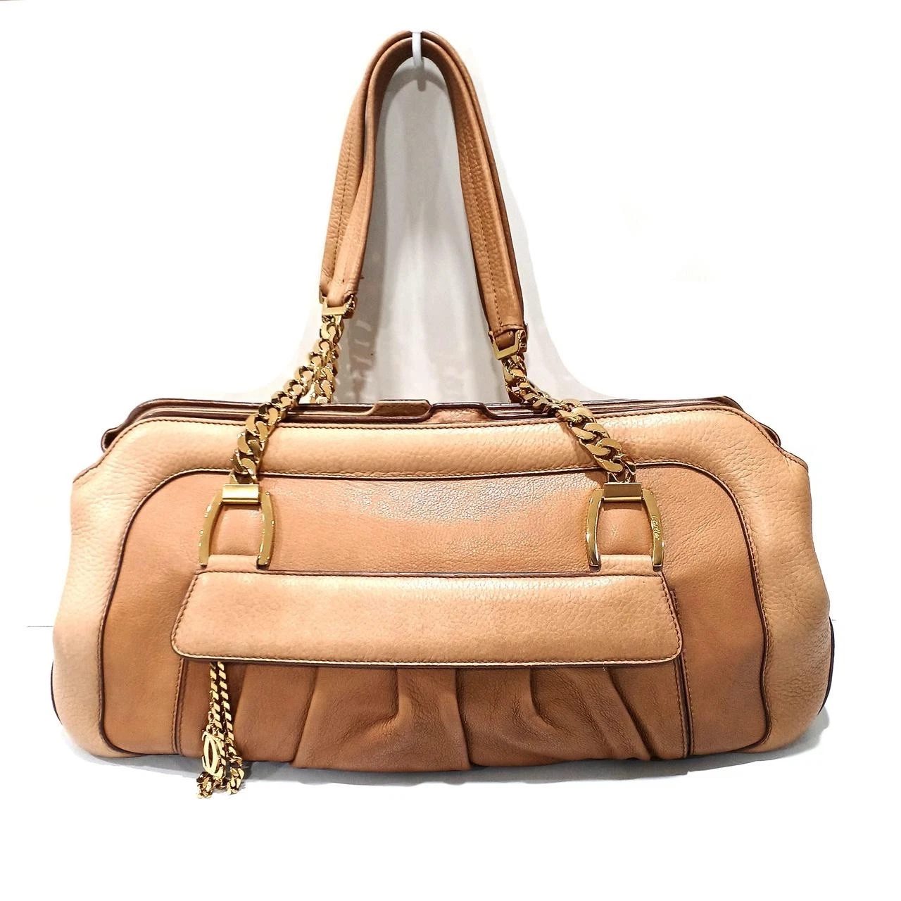 Cartier — Cartier La Donya Chain Shoulder bag Gold Brown Ladies Italy Zip magnet Handbag