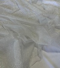 Ivory Glitter Mesh Tulle Fabric 60 Wide Sparkle Sheer By The Yard