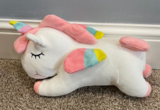 Unicorn- Sleeping Super Soft Stuffed Animal with Wings, Pastel Colors, 13x5 NEW