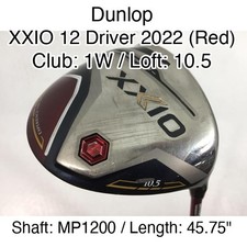 Dunlop XXIO 12 Driver 2022 (Red) 1W Driver 10.5 45.75" MP1200 Stiff Regular Righ