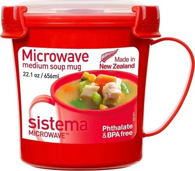 Sistema Mikrowelle Suppentasse mittel Kunststoff schnell Eintöpfe Heißgetränke Becher 656ml
