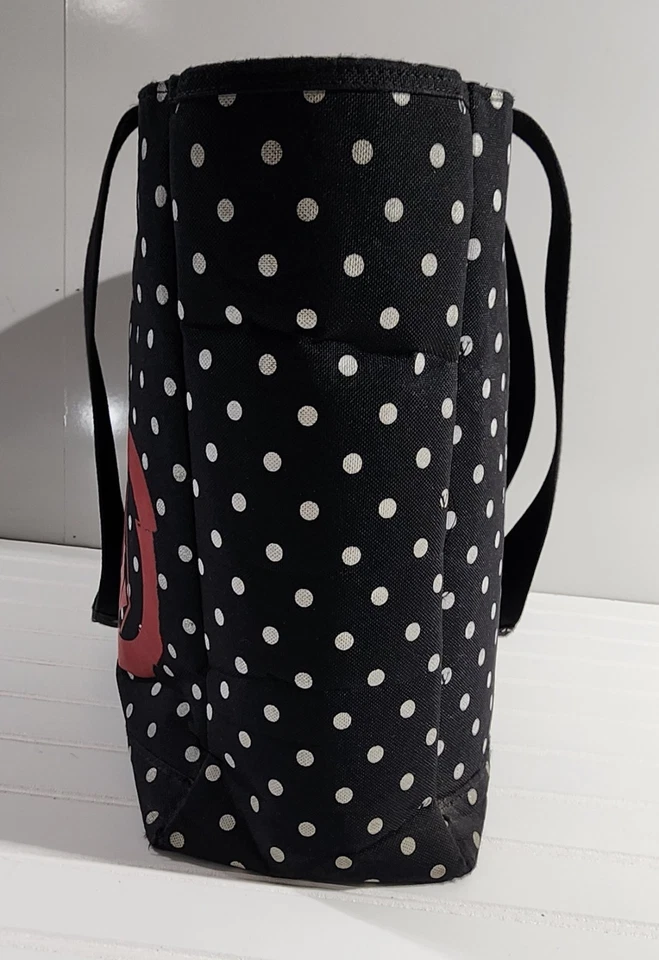 Bolso de Mano Volcom Grande Negro Lona Blanco Lunares Dramamine Llevar en Rojo Forrado Foto 4 de 4