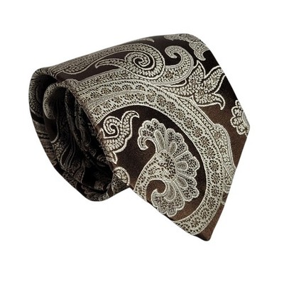 Robert Talbott BoC Nordstrom Brown/Silver Paisley Tie Silk Handmade L:59'' W:3.5''