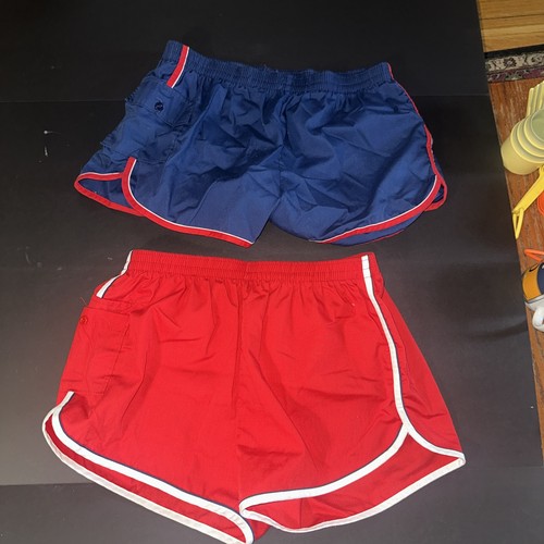2 VTG 70s Sears Size XL Red Retro Running Shorts USA Red And Blue Track Gym