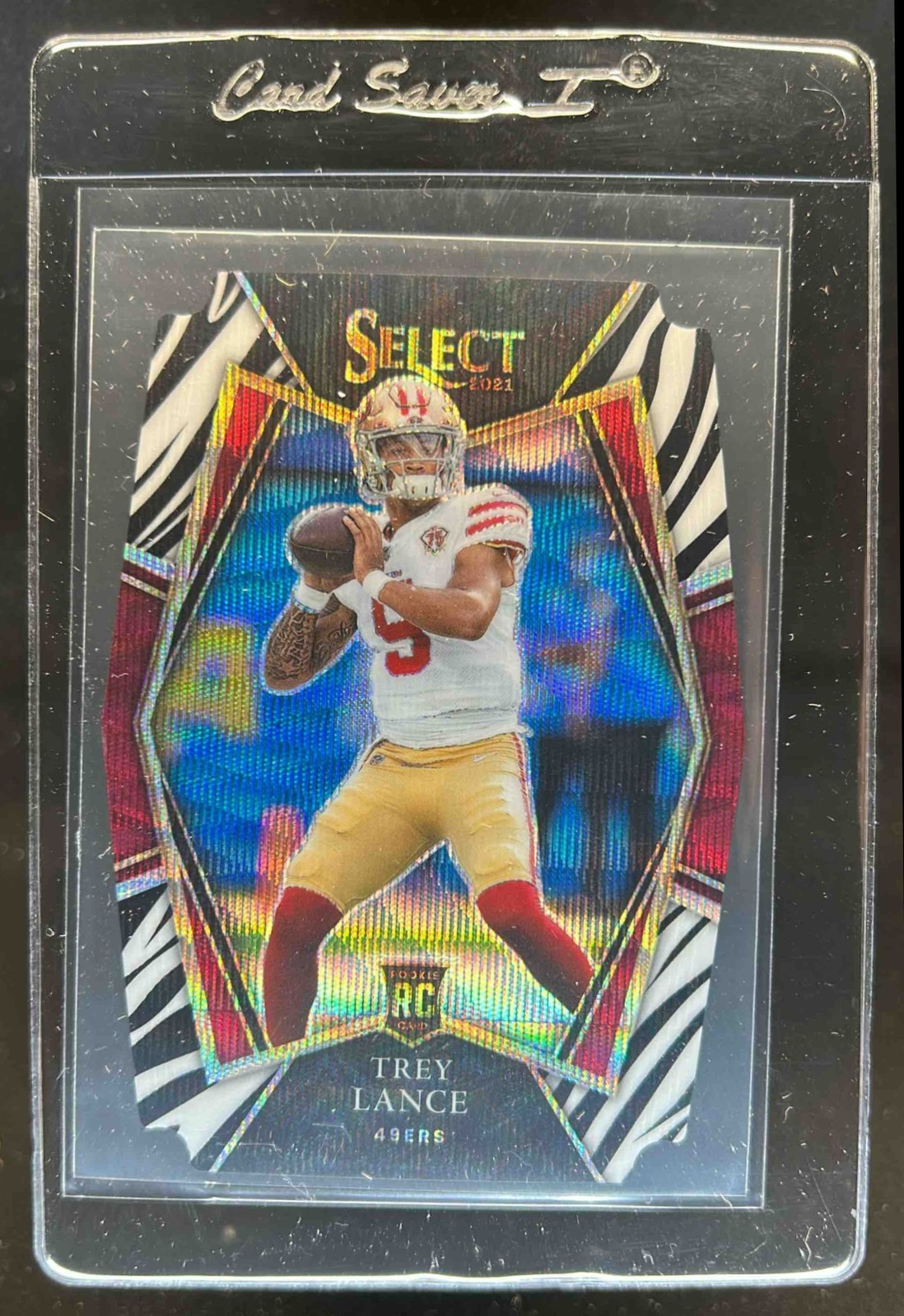 2021 Select Trey Lance RC Zebra Prizm Die Cut Rookie Premier #145 49ers