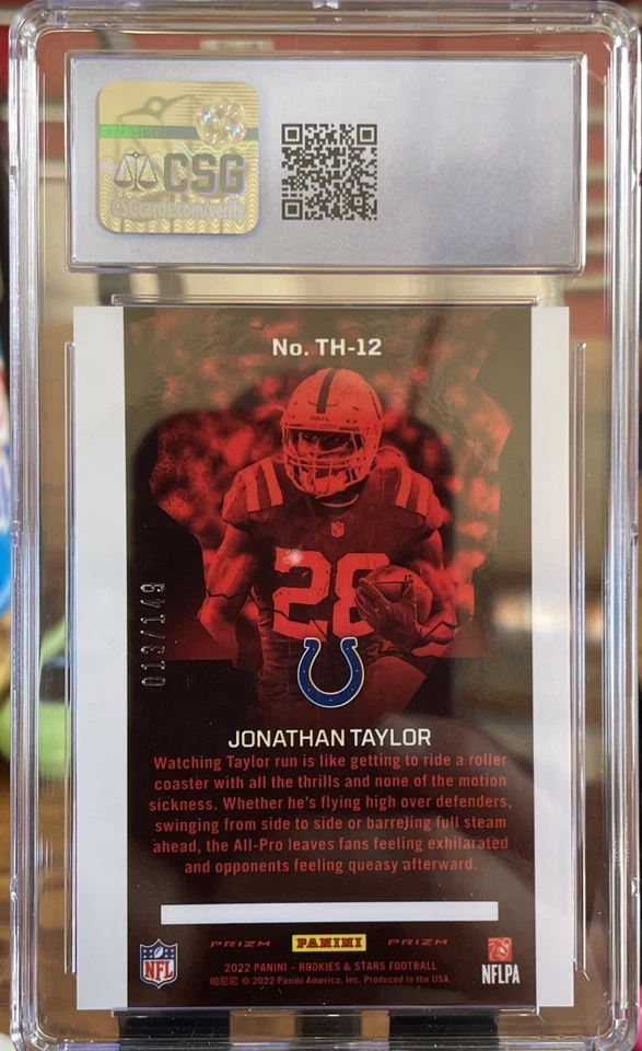 2022 Panini Rookies & Stars - Thrillers Jonathan Taylor #TH-12 White Prizm /149 - Image 2 of 2