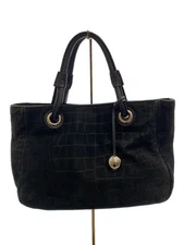 FURLA Black Animal Pattern Leather Handbag Excellent Used Condition