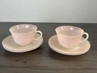Vintage Fire King Pink Swirl Cups Saucers Lot Roseite Milk Glass Mid Century