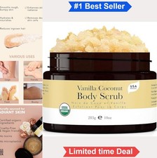 Organic Vanilla Coconut Body Scrub Sugar Exfoliator for Dry Sensitive Skin