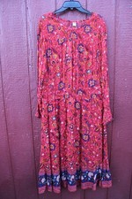 Old Navy Orange floral Maxi Long Sleeve dress Prairie Modest Boho XL NWOT