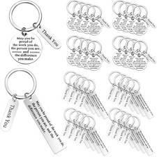 32 Pcs Thank You Gifts Keychain Bulk Employee Appreciation Silver
