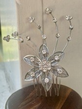 White Sparkly floral Hair Comb Rhinestones Bridal Wedding Vintage Retro