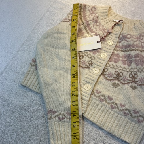 LoveShackFancy Girls Kremowy/Różowy Kardigan Sweter 100% Wełna Rozmiar M Nowy z metkami - Zdjęcie 8 z 11