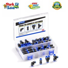 Complete 40pcs Air Fittings Set: 1/4" Push to Connect - Elbows, Splitters  More